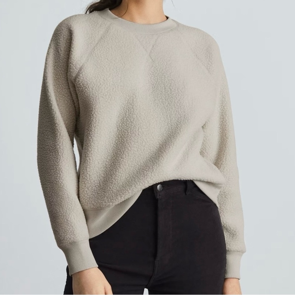 Everlane The ReNew Fleece Oversized Crew Neck Teddy Sweater Ivory